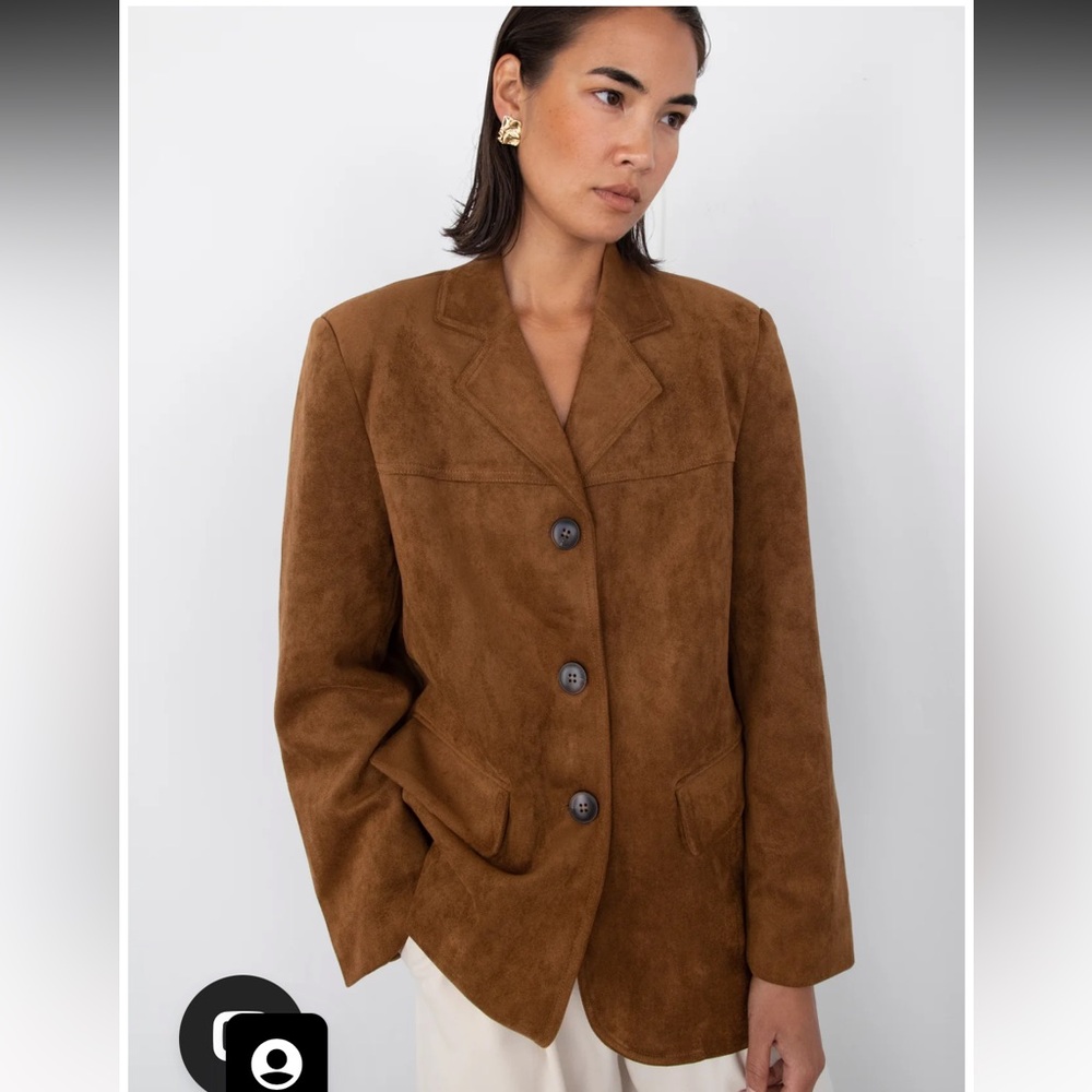 OAK + FORT Chestnut Brown Suede Blazer